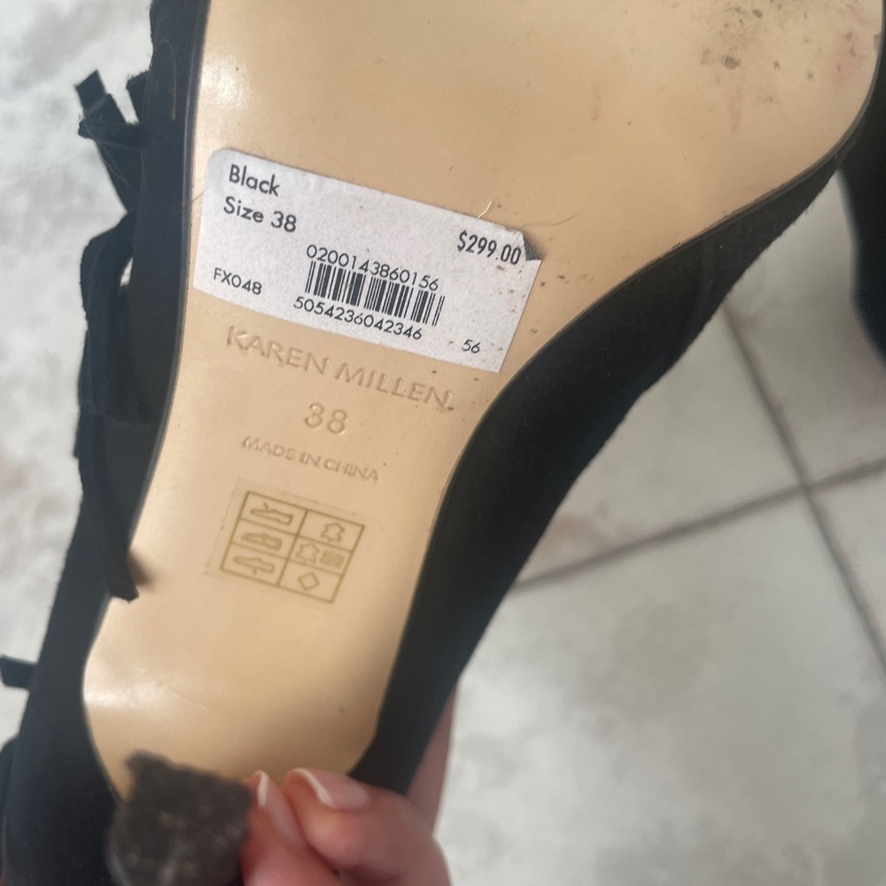 Karen millen black suade fringe heels good condition size 8 - Picture 9 of 14